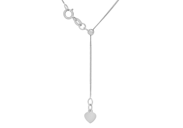 9K White Gold Adjustable Heart Chain Necklace 56cm