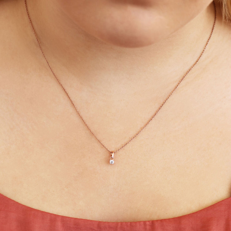 Diamond Solitaire Pendant with 0.08ct Diamonds in 9K Rose Gold