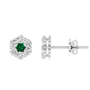 Emerald Diamond Stud Earrings with 0.80ct Diamonds in 9K White Gold