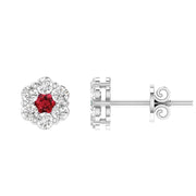Ruby Diamond Earrings with 0.19ct Diamonds in 9K White Gold