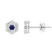 Sapphire Diamond Stud Earrings with 0.53ct Diamonds in 9K White Gold