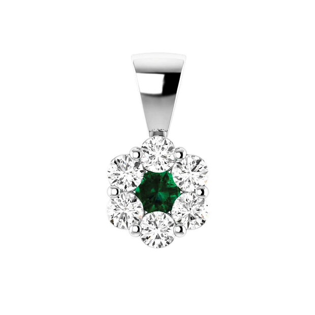 Emerald Diamond Pendant with 0.76ct Diamonds in 9K White Gold