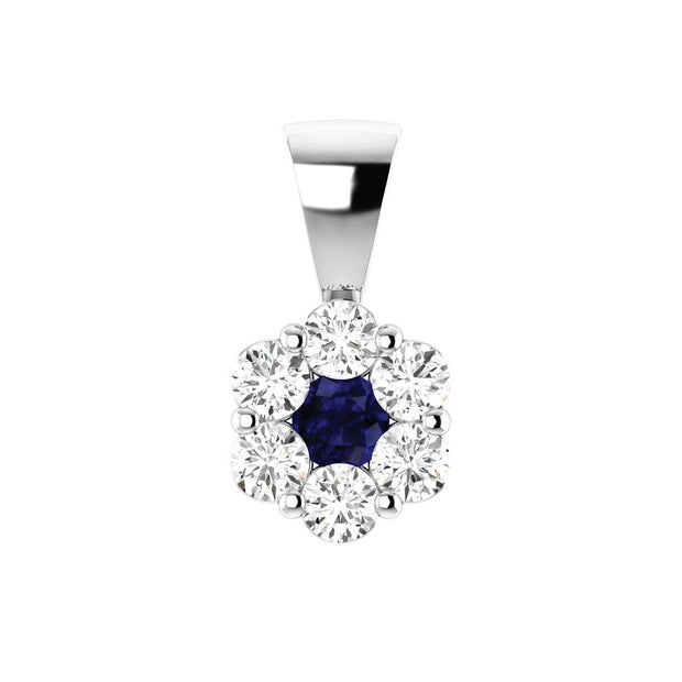 Sapphire Diamond Pendant with 0.24ct Diamonds in 9K White Gold