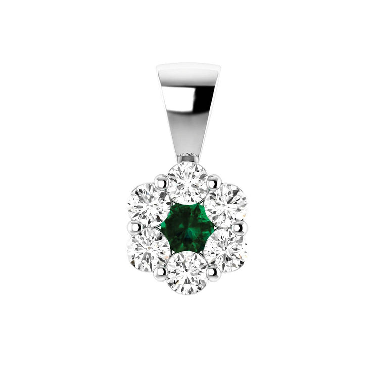 Emerald Diamond Pendant with 0.40ct Diamonds in 9K White Gold