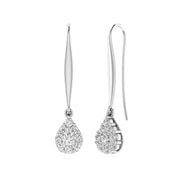 Tear Drop Hook Diamond Earrings with 0.10ct Diamonds in 9K White Gold