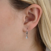 Tear Drop Hook Diamond Earrings with 0.10ct Diamonds in 9K White Gold - 9WTDSH10GH