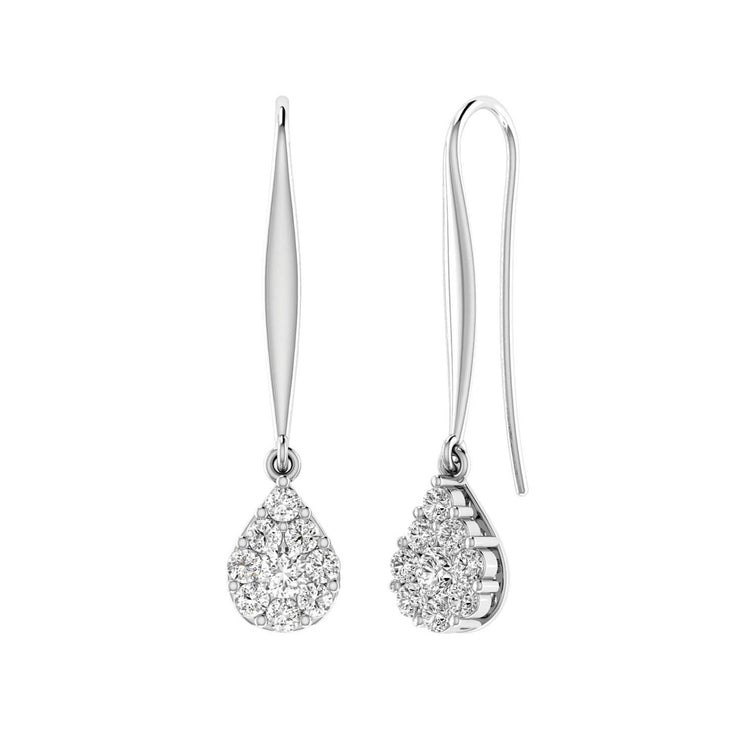 Tear Drop Hook Diamond Earrings with 0.25ct Diamonds in 9K White Gold