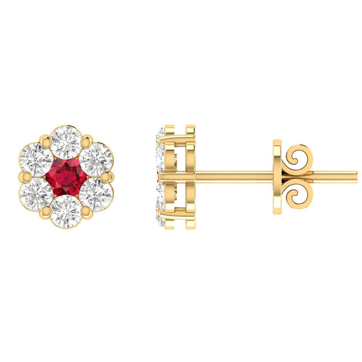 Ruby Diamond Earrings with 0.24ct Diamonds in 9K Yellow Gold