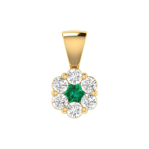 Emerald Diamond Pendant with 0.76ct Diamonds in 9K Yellow Gold
