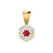 Ruby Diamond Pendant with 0.19ct Diamonds in 9K Yellow Gold