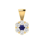Sapphire Diamond Pendant with 0.19ct Diamonds in 9K Yellow Gold