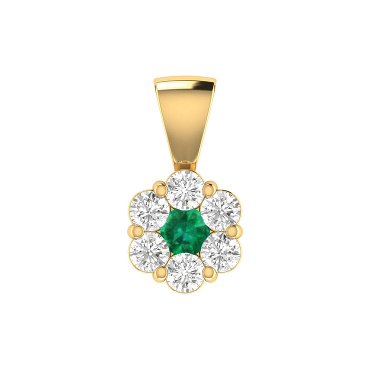 Emerald Diamond Pendant with 0.24ct Diamonds in 9K Yellow Gold