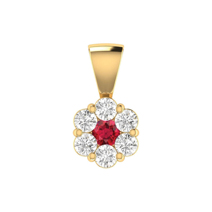 Ruby Diamond Pendant with 0.24ct Diamonds in 9K Yellow Gold