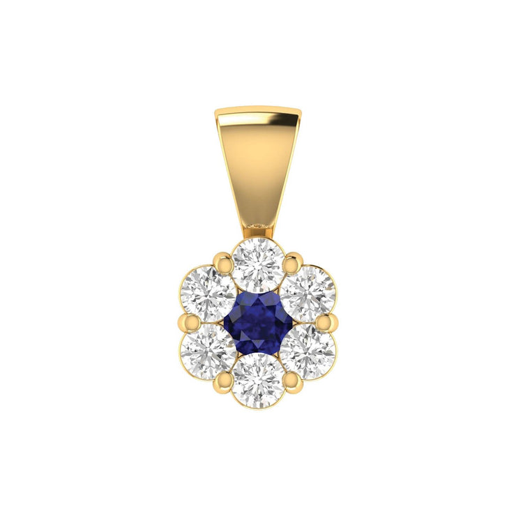 Sapphire Diamond Pendant with 0.24ct Diamonds in 9K Yellow Gold
