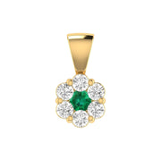 Emerald Diamond Pendant with 0.53ct Diamonds in 9K Yellow Gold