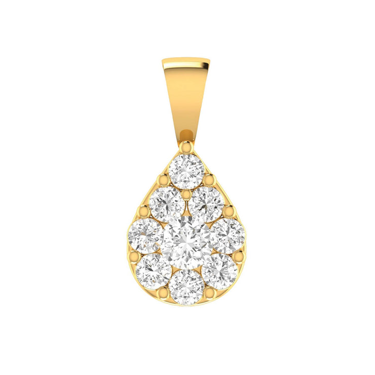 Teardrop Diamond Pendant with 1.00ct Diamonds in 9K Yellow Gold