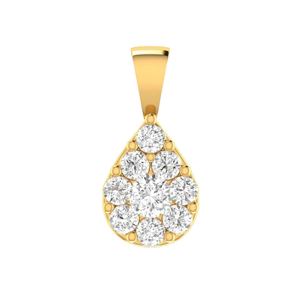 Teardrop Diamond Pendant with 0.50ct Diamonds in 9K Yellow Gold