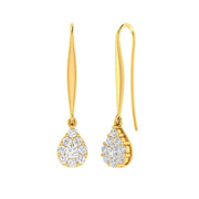 Tear Drop Hook Diamond Earrings with 0.50ct Diamonds in 9K Yellow Gold