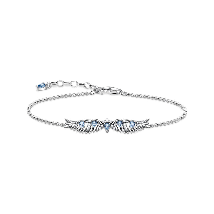 Bracelet phoenix wing with blue stones silver | The Jewellery Boutique