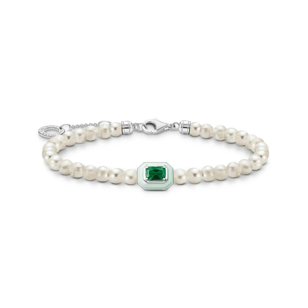 Bracelet Pearls With Green Stone | The Jewellery Boutique