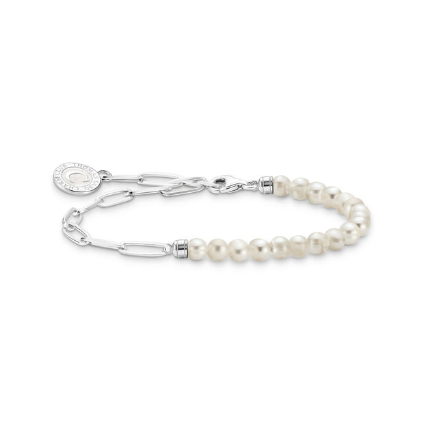 THOMAS SABO Charm Bracelet with Pearls and Chain Links Silver