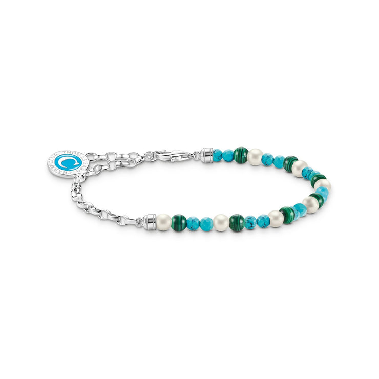 THOMAS SABO THOMAS SABO Member Charm Bracelet with Pearls, Malachite and Charmista Disc Silver