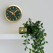 Mondaine Official Swiss Railways Forest Green Alarm Clock 125mm