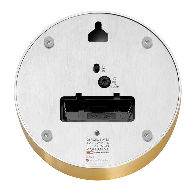 Mondaine Official Swiss Railways Good Grey Alarm Clock 125mm