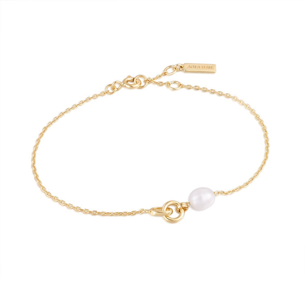Ania Haie Gold Pearl Link Chain Bracelet | The Jewellery Boutique