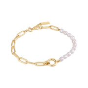 Ania Haie Gold Pearl Chunky Link Chain Bracelet | The Jewellery Boutique