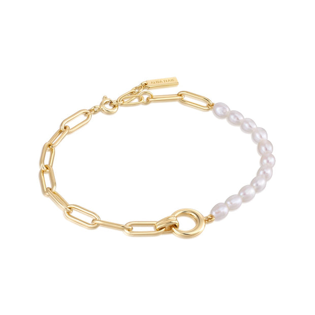 Ania Haie Gold Pearl Chunky Link Chain Bracelet | The Jewellery Boutique