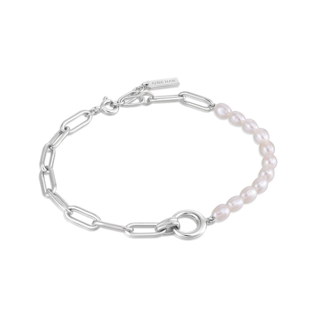 Ania Haie Silver Pearl Chunky Link Chain Bracelet | The Jewellery Boutique