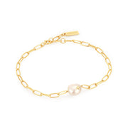 Ania Haie Gold Pearl Sparkle Chunky Chain Bracelet | The Jewellery Boutique