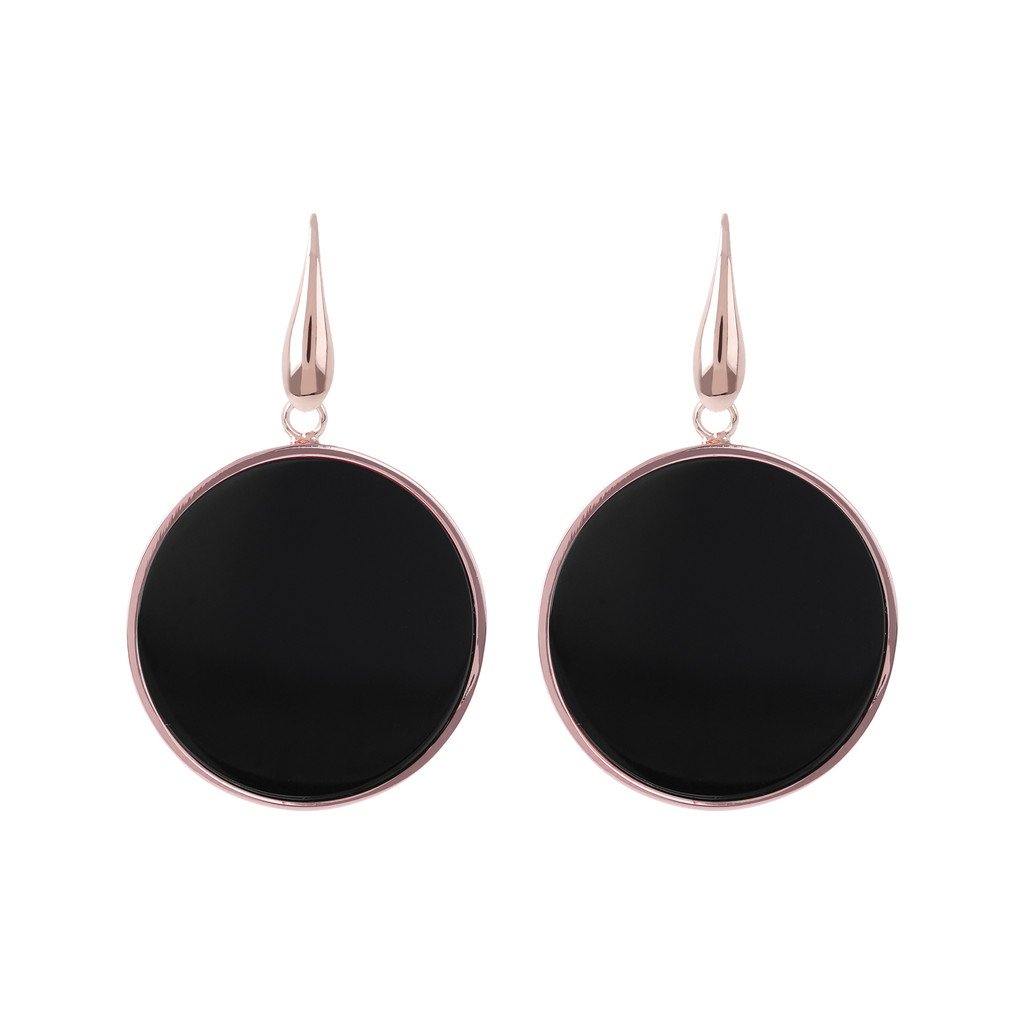 Bronzallure Big Disc Earrings With Natural Stones