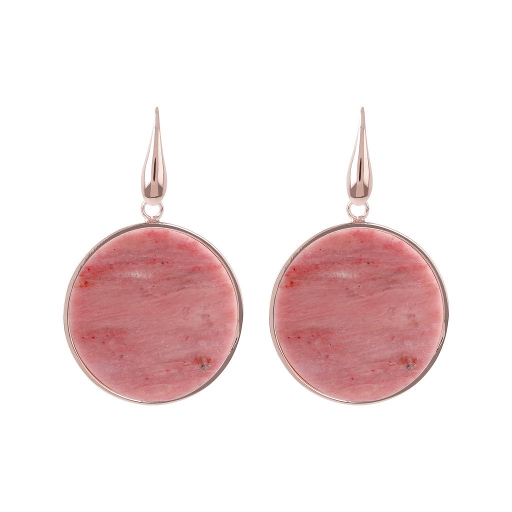 Bronzallure Big Disc Earrings With Natural Stones