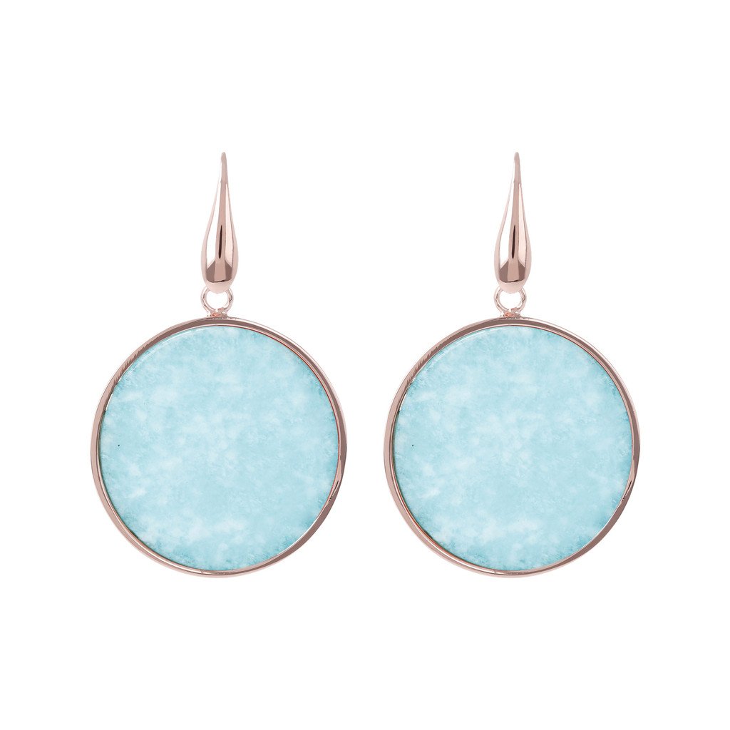 Bronzallure Big Disc Earrings With Natural Stones