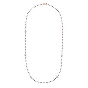 Bronzallure Black Spinel And Rose Pearl Long Necklace