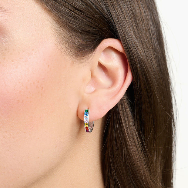 Hoop Earrings Colourful Stones Pavé Silver | The Jewellery Boutique