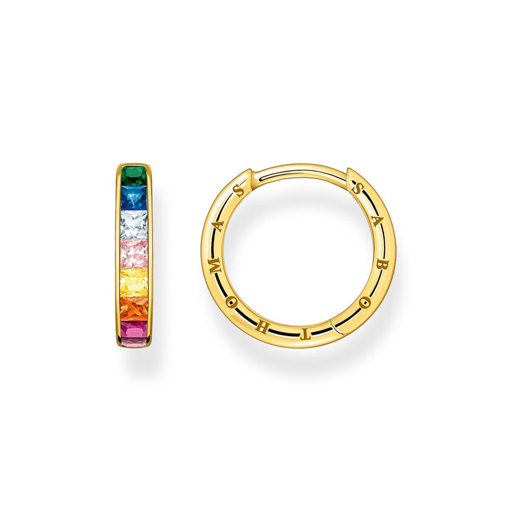 Hoop Earrings Colourful Stones Pavé Gold | The Jewellery Boutique