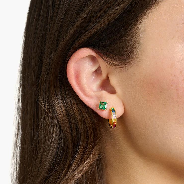 Hoop Earrings Colourful Stones Pavé Gold | The Jewellery Boutique