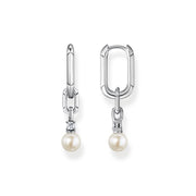 Thomas Sabo Hoop earrings links with pearl silver