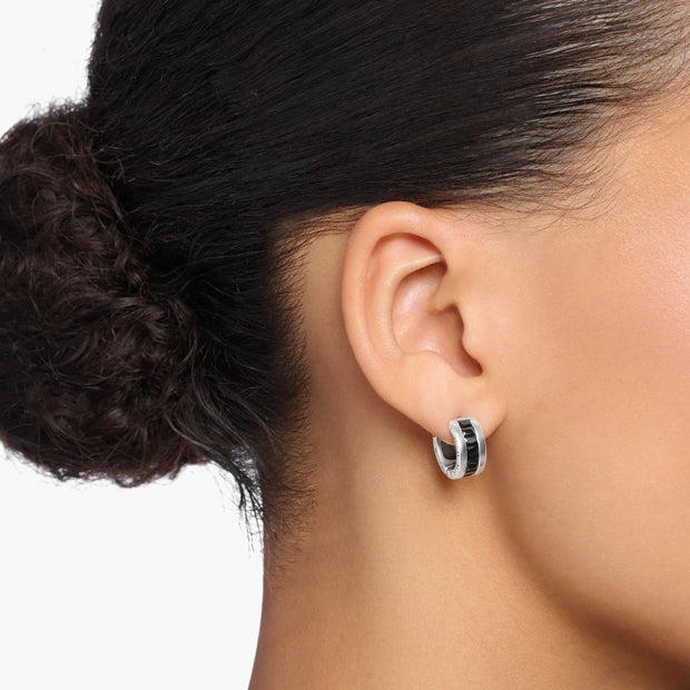 Heritage Black And Silver Hoop Earrings | The Jewellery Boutique