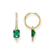 Heritage Green Stone Gold Hoop Earrings | The Jewellery Boutique