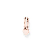 Single hoop earring with heart pendant rose gold
