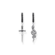 Hoop Earrings Blackened Snake and Sword | The Jewellery Boutique