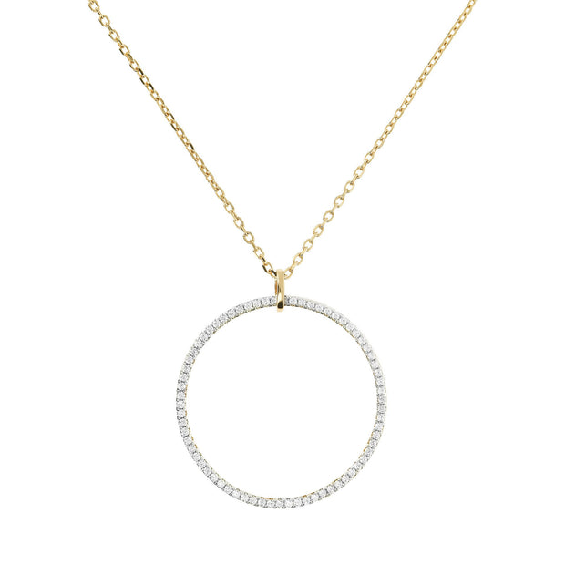 Bronzallure Pavé Open Circle Pendant Golden Necklace
