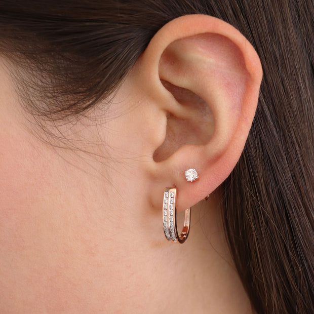 Diamond Huggie Earrings with 0.75ct Diamonds in 9K Rose Gold - D9RHUG75GH