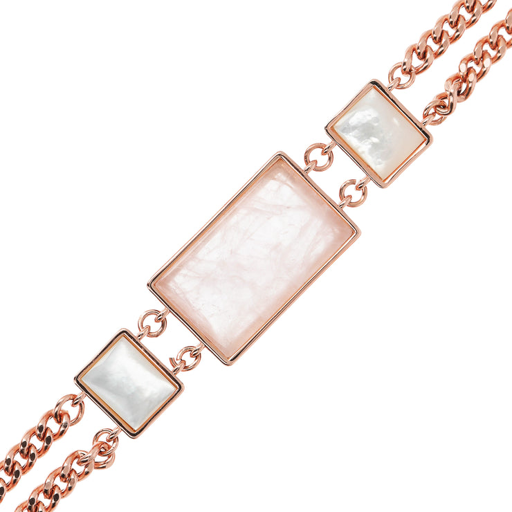 Bronzallure Rectangular Inserts in Natural Stone and Mother of Pearl Bracelet