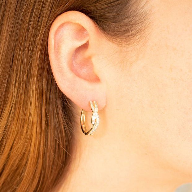 Hoop Earrings with 0.5ct Diamonds in 9K Yellow Gold
