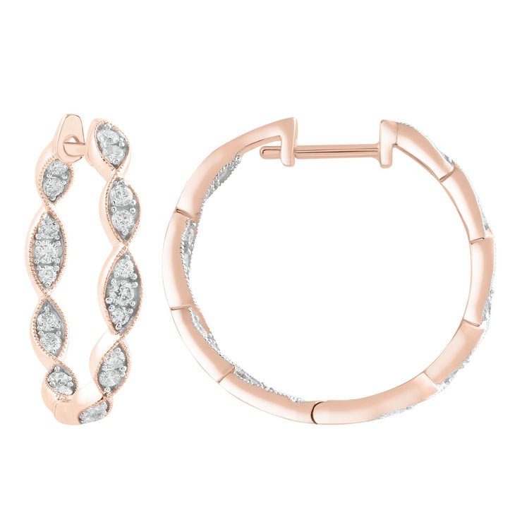 Inside Out Hoops with 0.5ct Diamonds in 9K Rose Gold